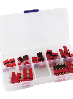 2.54 拨码开关 红色1P 2P 3P 4P 6P 8P 10P 12P 组合组盒 35pcs