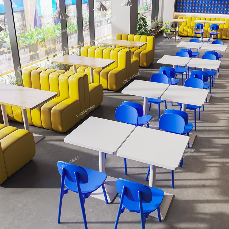 食堂餐厅桌椅奶茶小吃汉堡店桌子椅子快餐面馆炸鸡店餐饮桌椅组合