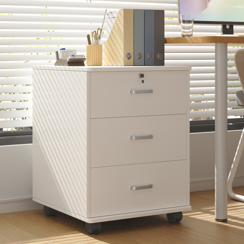 文件柜办公室带锁柜子收纳柜木质矮柜文件柜活动柜桌下抽屉收纳柜