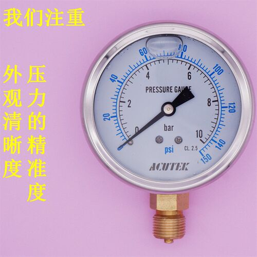 ACUTEK 充油 防震  抗震 油压  耐震压力表 YN75   10bar  G3/8