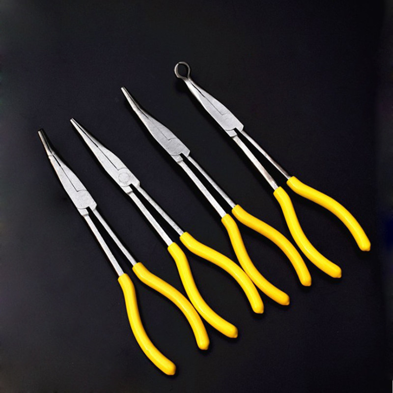 11寸加长尖嘴钳夹持钳尖咀钳0度25度45度90度弯头钳弯嘴钳O型钳
