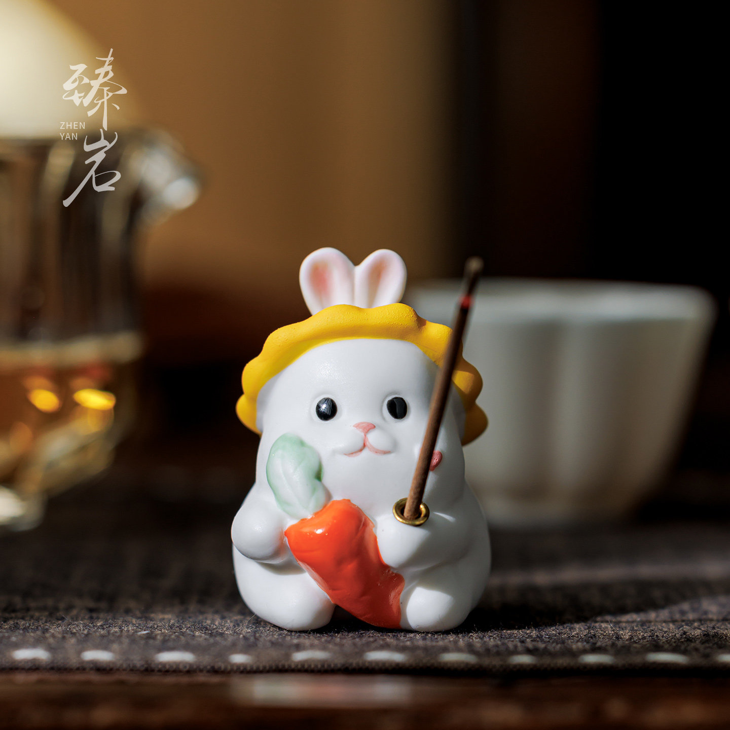 臻岩陶瓷香插茶道香托茶宠摆件图片