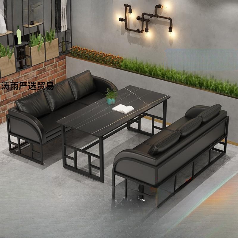 卡座沙发网红酒吧清吧o桌椅组合休闲餐吧咖啡厅商务工业风铁艺桌