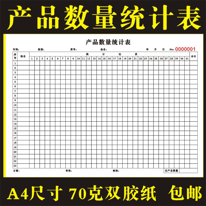 2本产品数量统计表生产数量日报表D商品统计表物品加工数表格车间