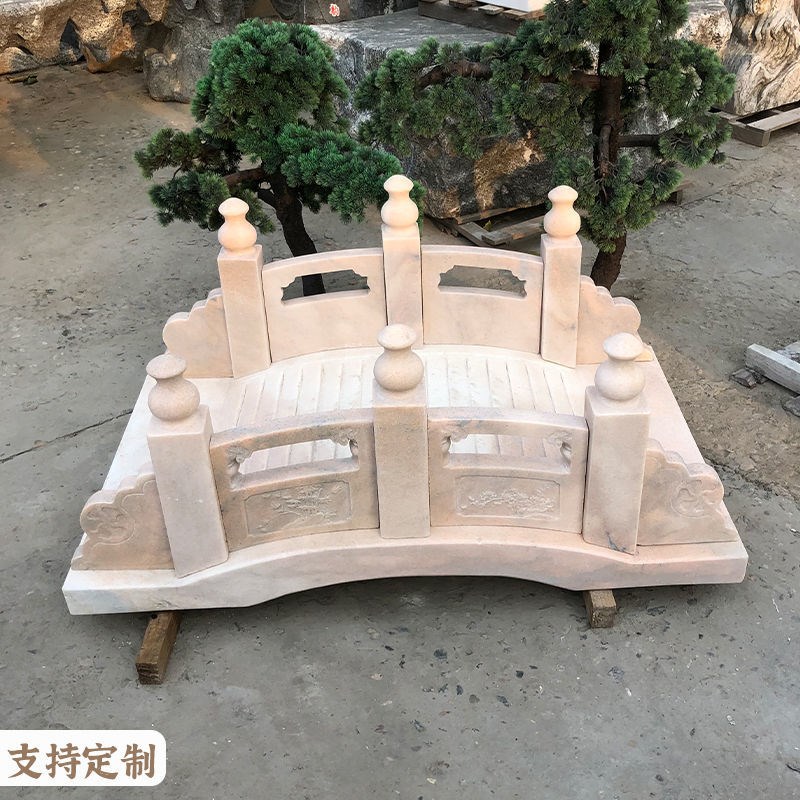 石桥石拱桥大理石中m式景观户外庭院别墅公园汉白玉护栏小桥花岗