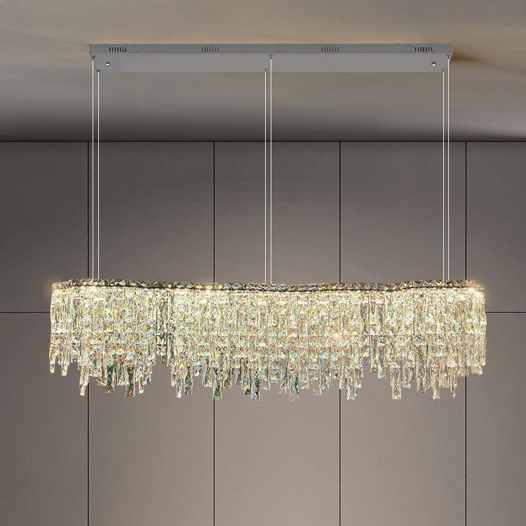 餐厅灯高档饭厅长条餐桌设计师水晶吊灯2023年新款创意全光谱LED
