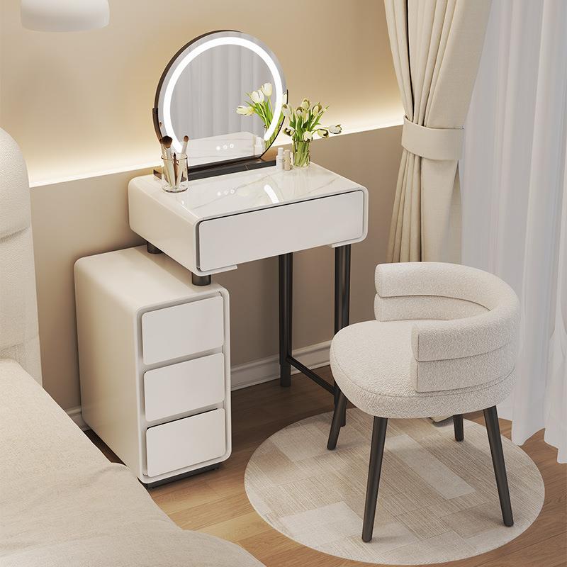 小户型梳妆台卧室60CM现代简约2024新款奶油风主卧化妆桌斗柜一体