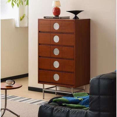复古实木五斗柜北欧小户型客厅沙发边柜卧室储物收纳大容量抽屉柜