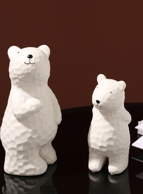 陶瓷熊小摆件g客厅装饰品摆件简约创意桌面卧室茶几家居饰品