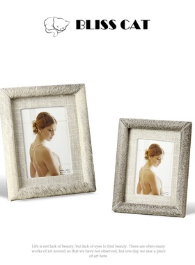 轻奢马毛a相框摆件玻璃香薰蜡烛样板间卧室床头柜书桌装饰品