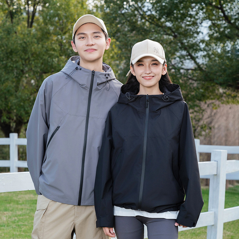 鸭鸭户外登山服情侣装男女同款春秋新品小个子防风防水夹克短外套