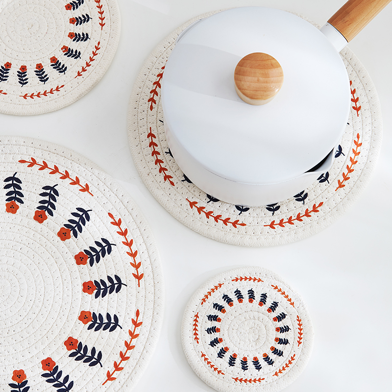 米立风物日式厨房圆形编织锅垫防烫杯垫碗垫子菜盘垫餐桌垫隔热垫