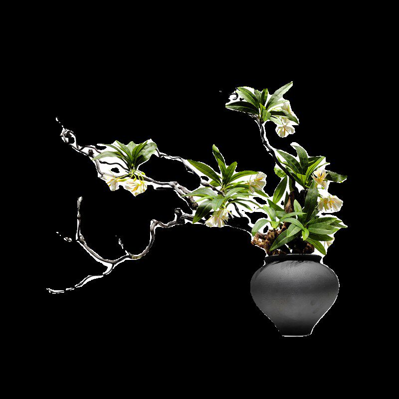 中式日式侘寂禅意彷真枯枝绿植盆景花艺民宿会所茶室酒店软装摆件
