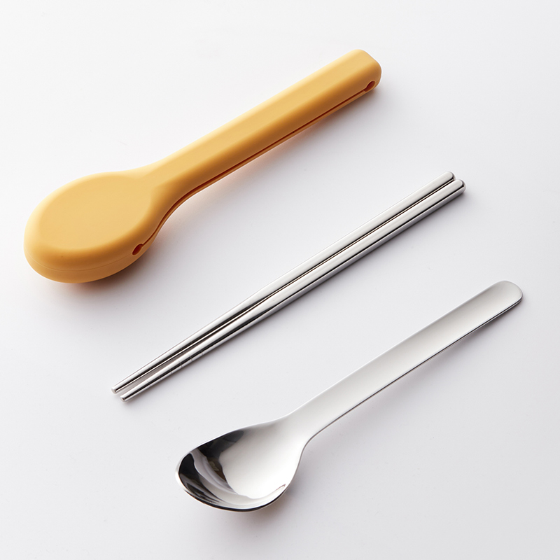 米立风物 304不锈钢筷子勺子套装收纳盒单人装两件套学生便携餐具