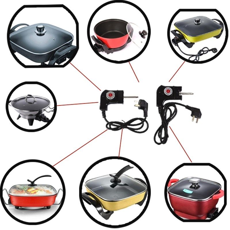 多功能电热锅电火锅烧烤炉电炒锅插入探头三插品字电源线可调温度