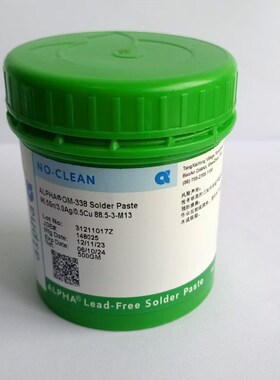 原装ALPHA阿尔法锡膏SAC305无铅高温锡膏OM338含银焊锡浆500g/瓶