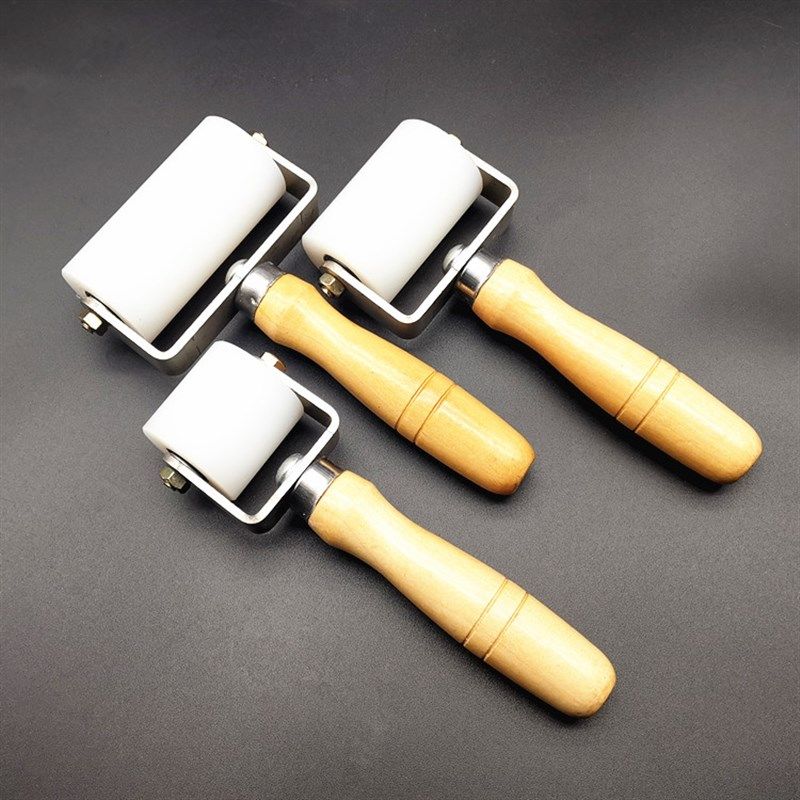 尼龙聚氨酯双轴承压轮防水卷材施工压辊接缝皮革压边塑料压滚滚轮