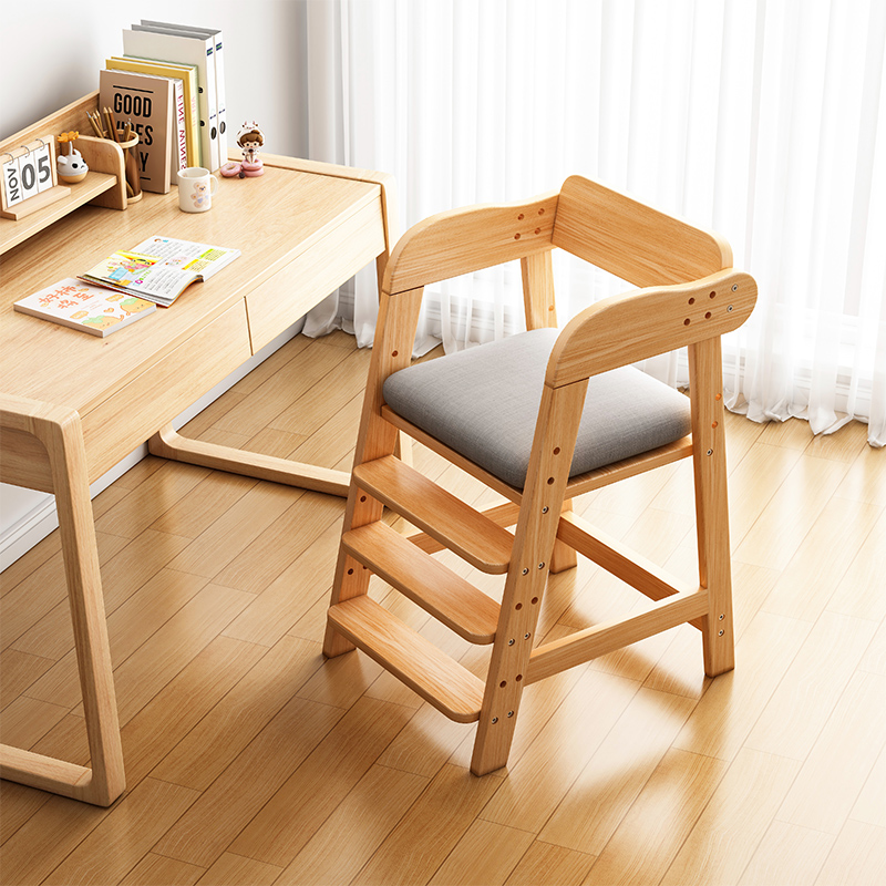 儿童学习椅实木可调节升降写字座椅家用小学生学习读书专用椅子
