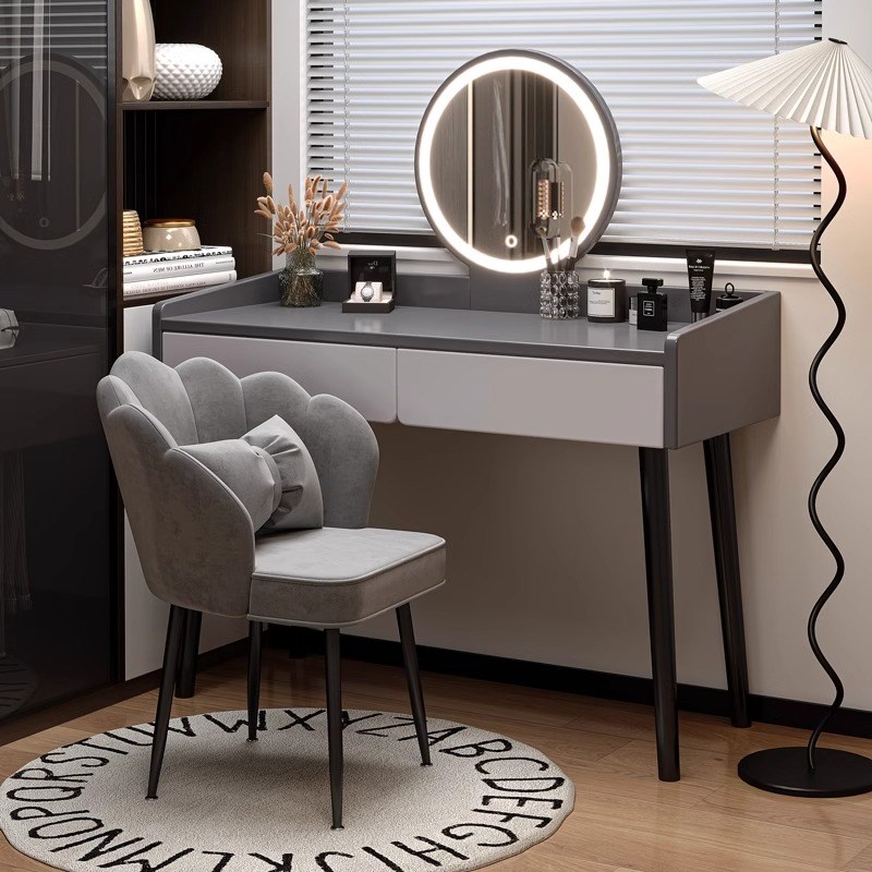 轻奢化妆桌卧室床头智能镜子灯小户型多功能小梳妆台现代简约E1级