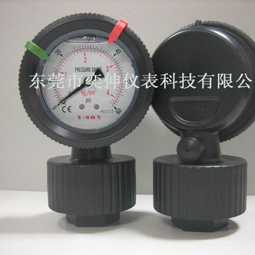 耐酸碱塑料0-4KG耐强酸强腐隔膜表,PCB专用PP一体隔膜表压力表
