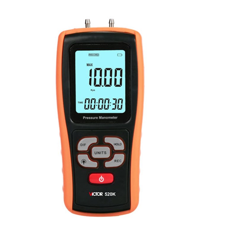 胜利VC520K数字差压计液晶背光显示气体压力系统检修自动关机