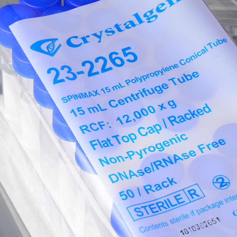 CG架装塑料离心管15ml锥底灭菌刻度ep管泡沫架50支/架科晶23-2265