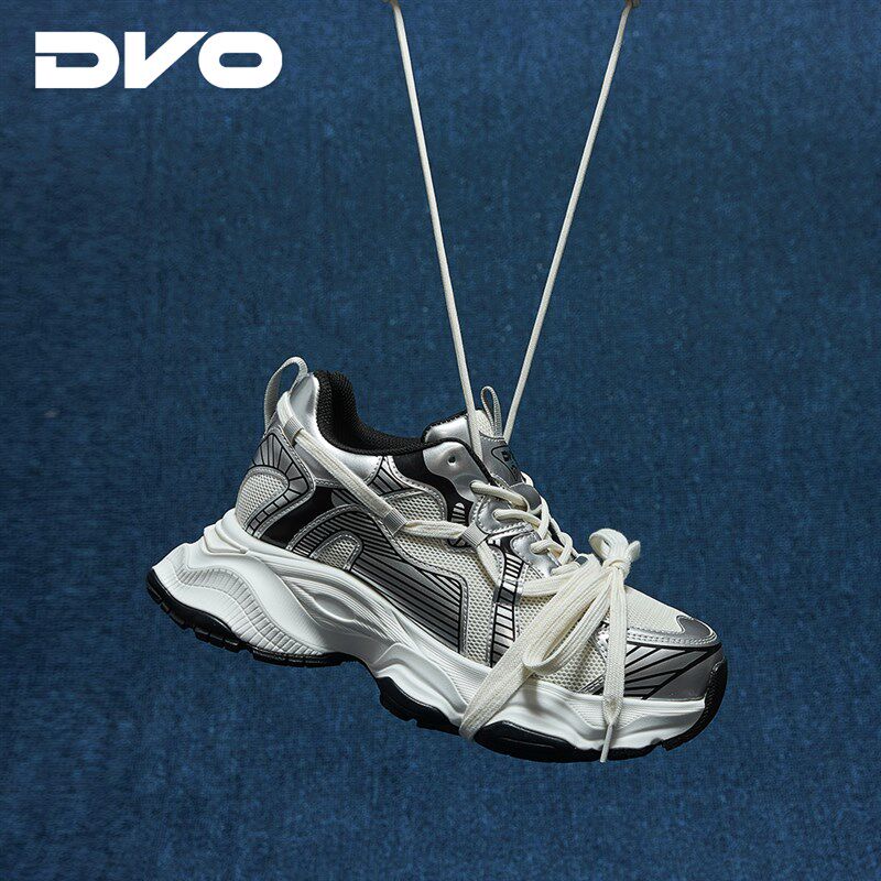 DVO厚底网面老爹鞋男款秋冬8CM隐形内增高鞋拼接透气W百搭休闲鞋