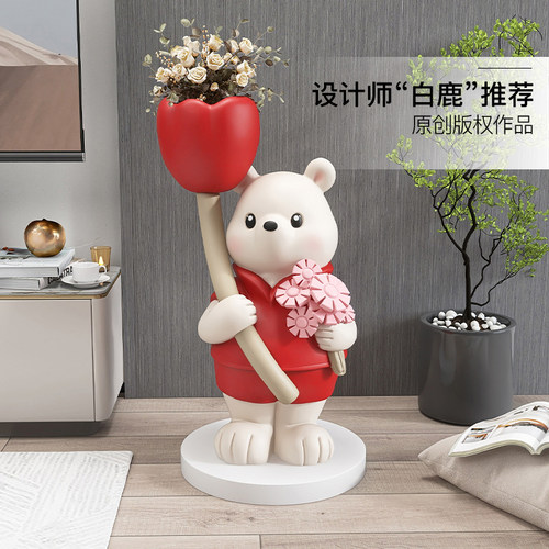 可爱红色落地摆件家居饰品婚房布置F订婚结婚新婚礼物送新人闺蜜