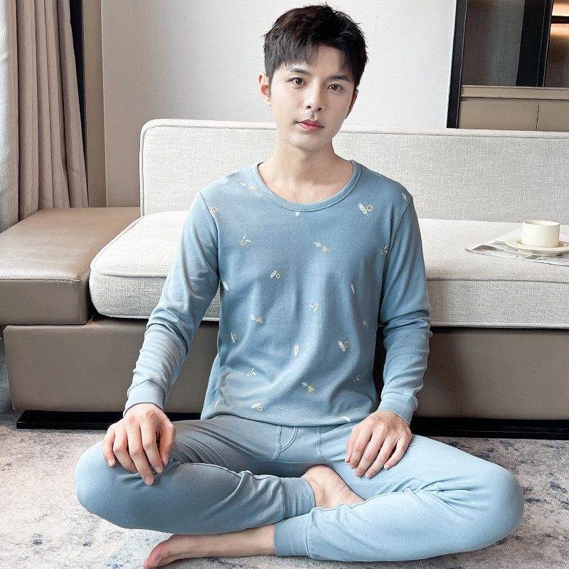 青少年纯棉秋衣卫生裤套装男士保暖内衣套装M初高中学生棉毛衫薄