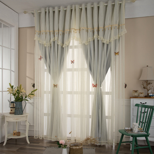 小清新窗帘帘头田园公主风婚房卧室简约梦幻遮光布窗帘20Z21年新