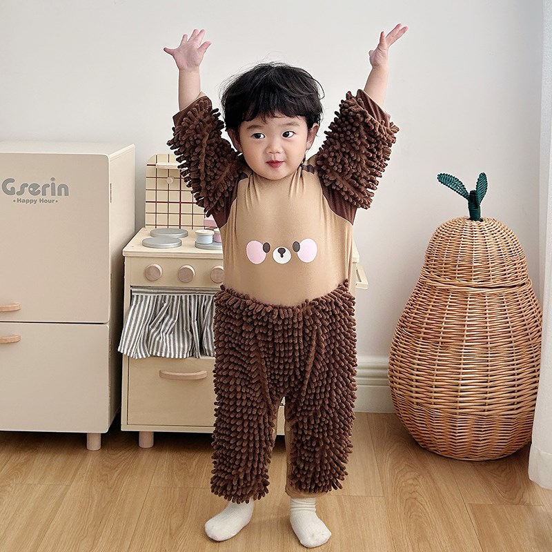 宝宝超萌爬爬服防凉护膝拖把服婴C幼儿拖地服防脏连体罩衣爬行服