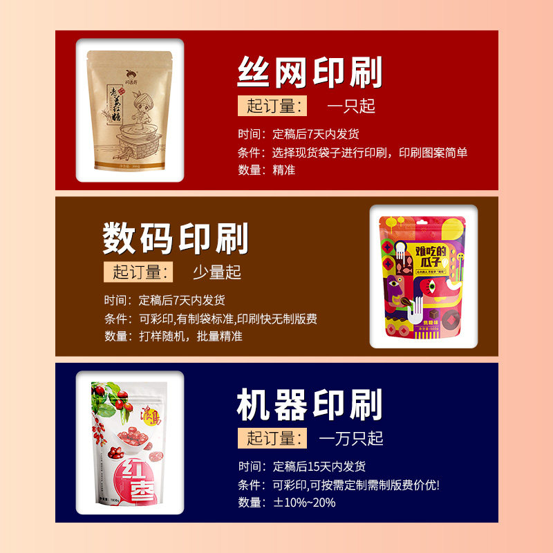 食品包装袋定制印刷LOGO铝箔真C空袋八边封袋自立自封袋大米袋定
