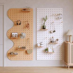 实木洞洞板入玄关墙户上置物纳架挂板花架隔板墙F99J7MTT面收展示