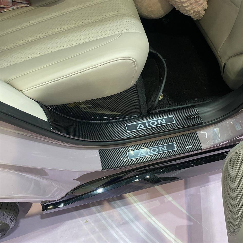 埃安R改装用碳纤迎宾踏板维碳专398纤纹后T护板内门槛条门坎条