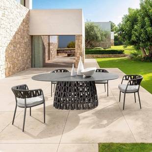 室24 16外轻网红三件奢家具岩板餐桌户外套椅阳台茶藤桌椅组合