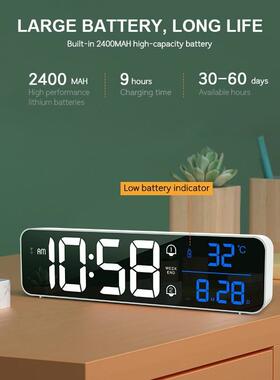 好销声充电版大屏LED数LD8810-2码音乐台挂钟工作日贪睡闹钟2组钟