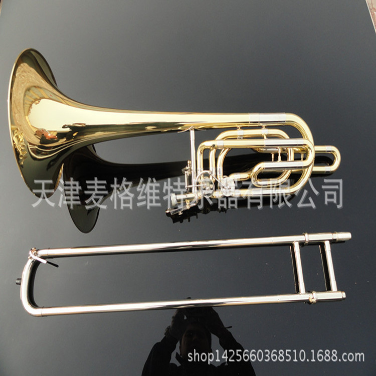 漆金降B调双活塞低音长号