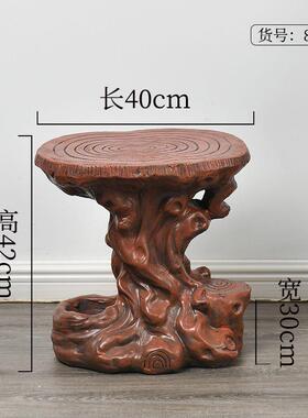 假山流水喷泉风水轮摆件座UTQ仿木根雕创环花保树脂意工艺品底盆