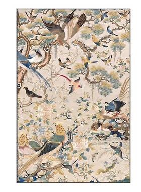 古风玄关画复中户古花鸟挂入正对门壁画新花鸟祥和中式艺术走廊过