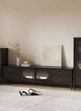 全实木餐边柜橡木黑色柜复古茶水RHL储物柜客厅美式现法式简约代