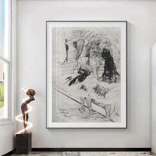 加素描芭蕾20221122复艺古客厅装德饰画琴房舞蹈房术画中小众古风