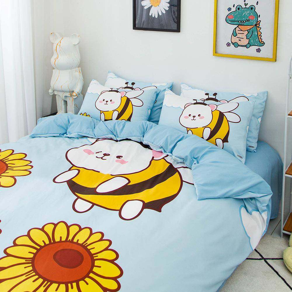 小羊亲肌澳棉花田双人床四园件套DFW床单床笠款印磨毛厂家