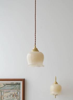 法式古奶复油铃玄兰小吊灯美式轻奢网红卧70967室床头过道关壁灯