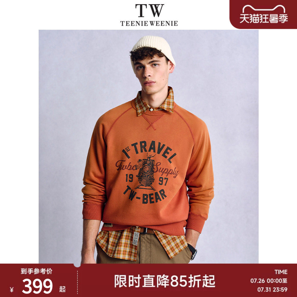 Teenie Weenie小熊男装复古宽松软糯舒适卫衣长袖新款美式上衣