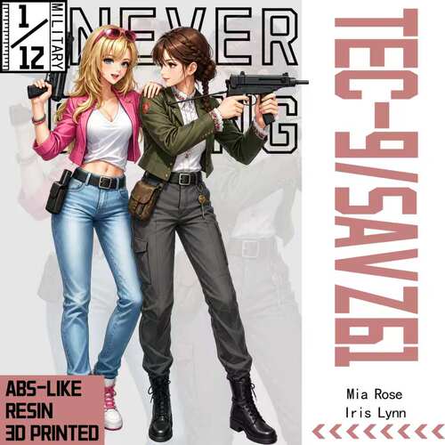 1/12比例 TEC9&Vz61 冲锋枪 FIGMA配件 适配6寸兵人 不可发射