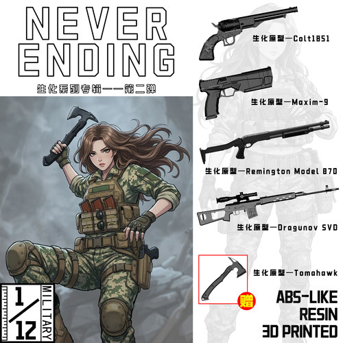 1/12 生化题材系列第二弹模型 FIGMA配件 适配6寸兵人 不可发射