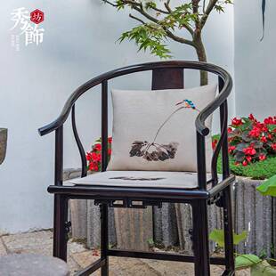 新子古中式皮椅垫仿棉麻防水典实木家用椅垫子20YD019+圈椅茶椅餐