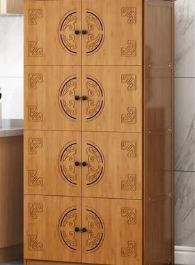 落实木收纳地门柜厨房简餐边柜碗柜多层储物柜带厨房柜楠竹易PZD