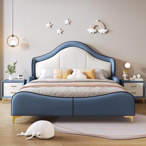 儿童床男孩实木床卧室生床1童米5男床软包SFP现代简男约单1米35人