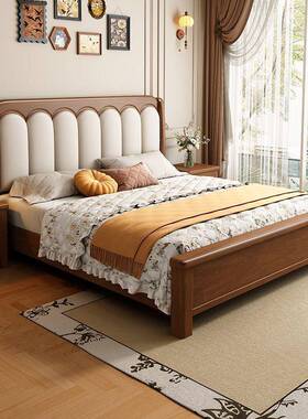 主卧实木床家1.5OOT米单人简约物现代1.用8米双人床储床床高箱床